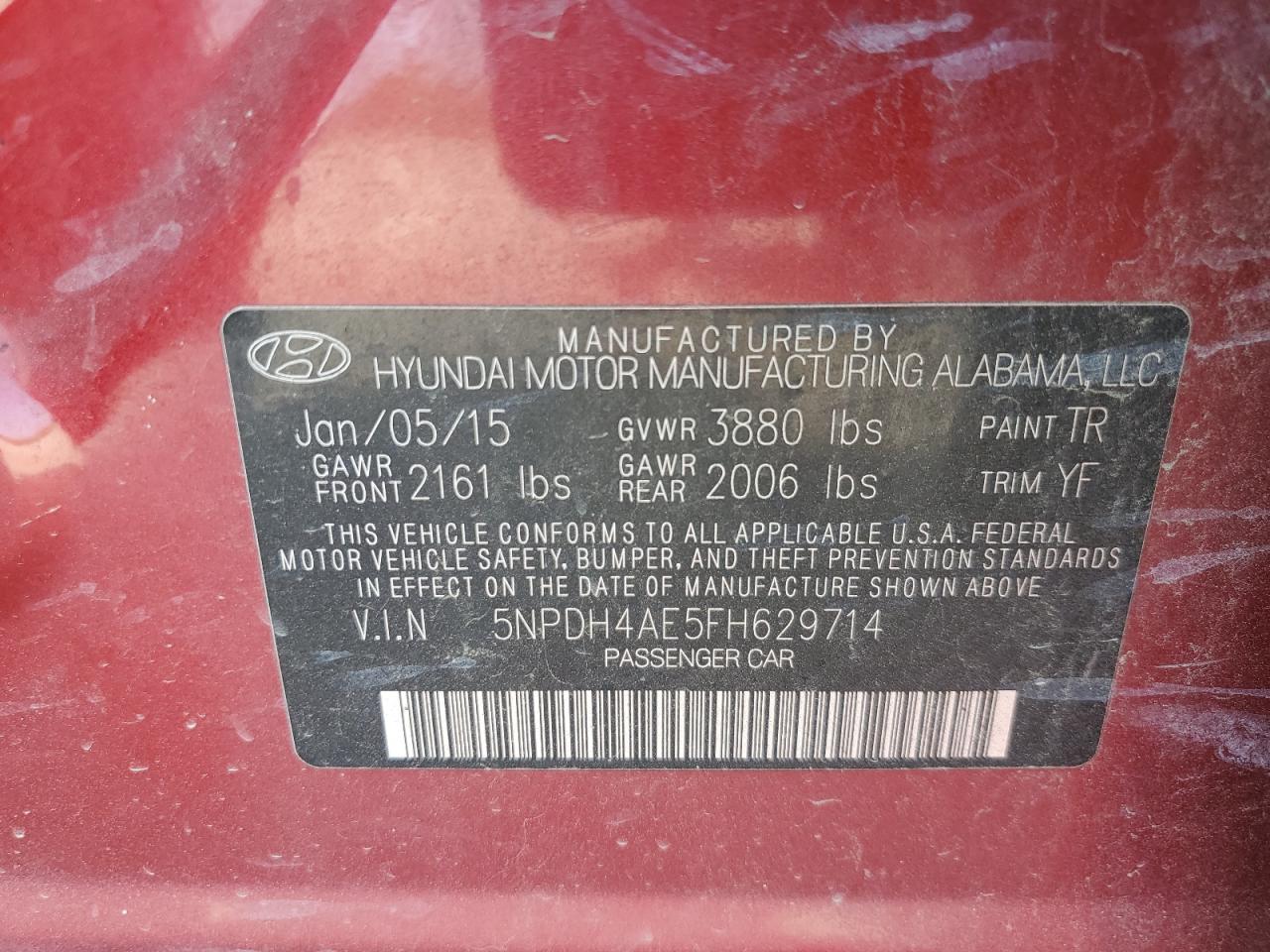 5NPDH4AE5FH629714 2015 Hyundai Elantra Se