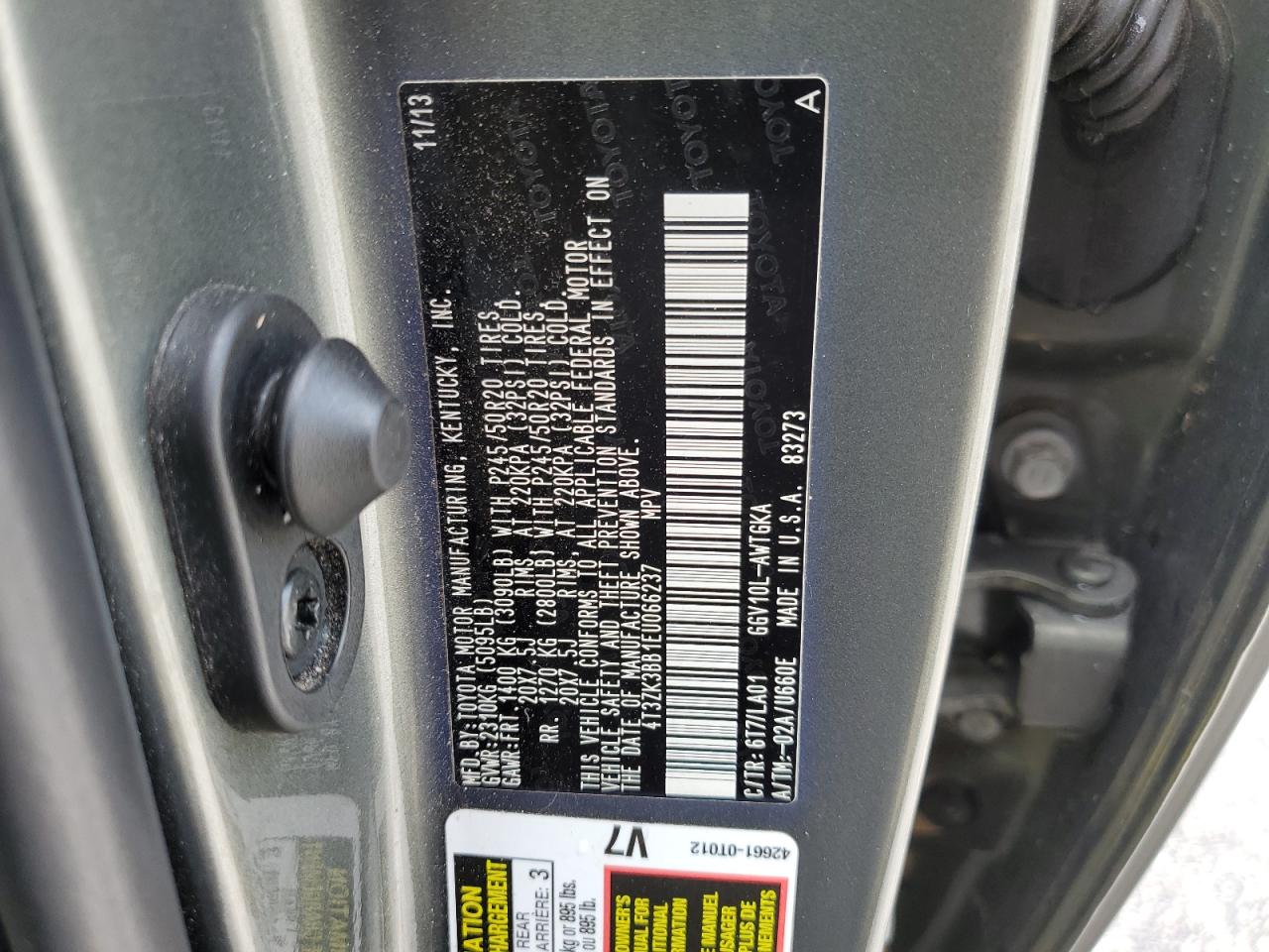 2014 Toyota Venza Le VIN: 4T3ZK3BB1EU066237 Lot: 66477554