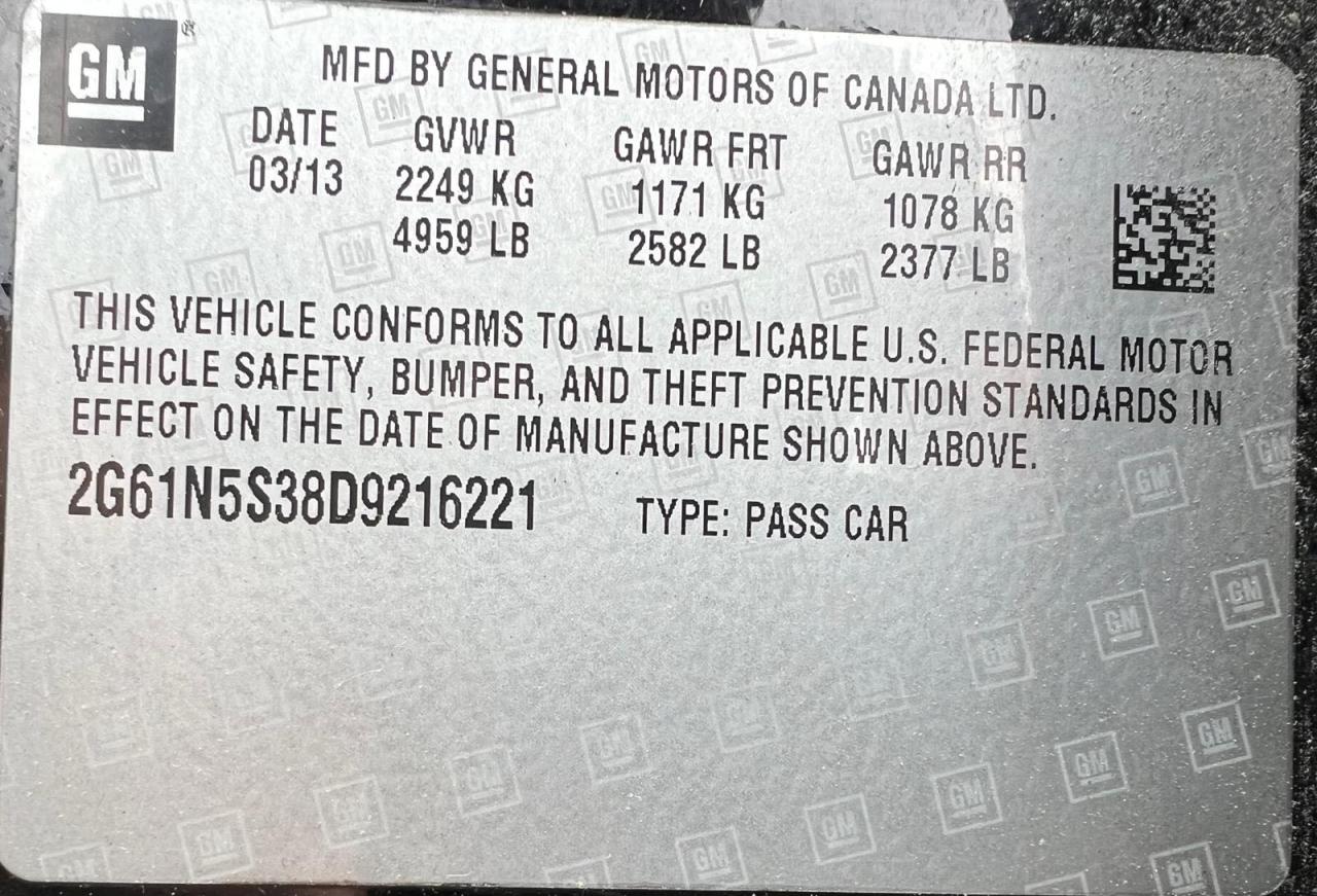 2013 Cadillac Xts VIN: 2G61N5S38D9216221 Lot: 67828864