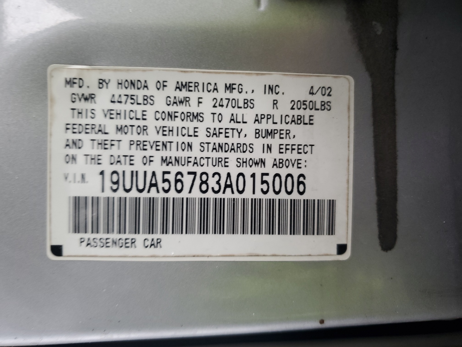 19UUA56783A015006 2003 Acura 3.2Tl