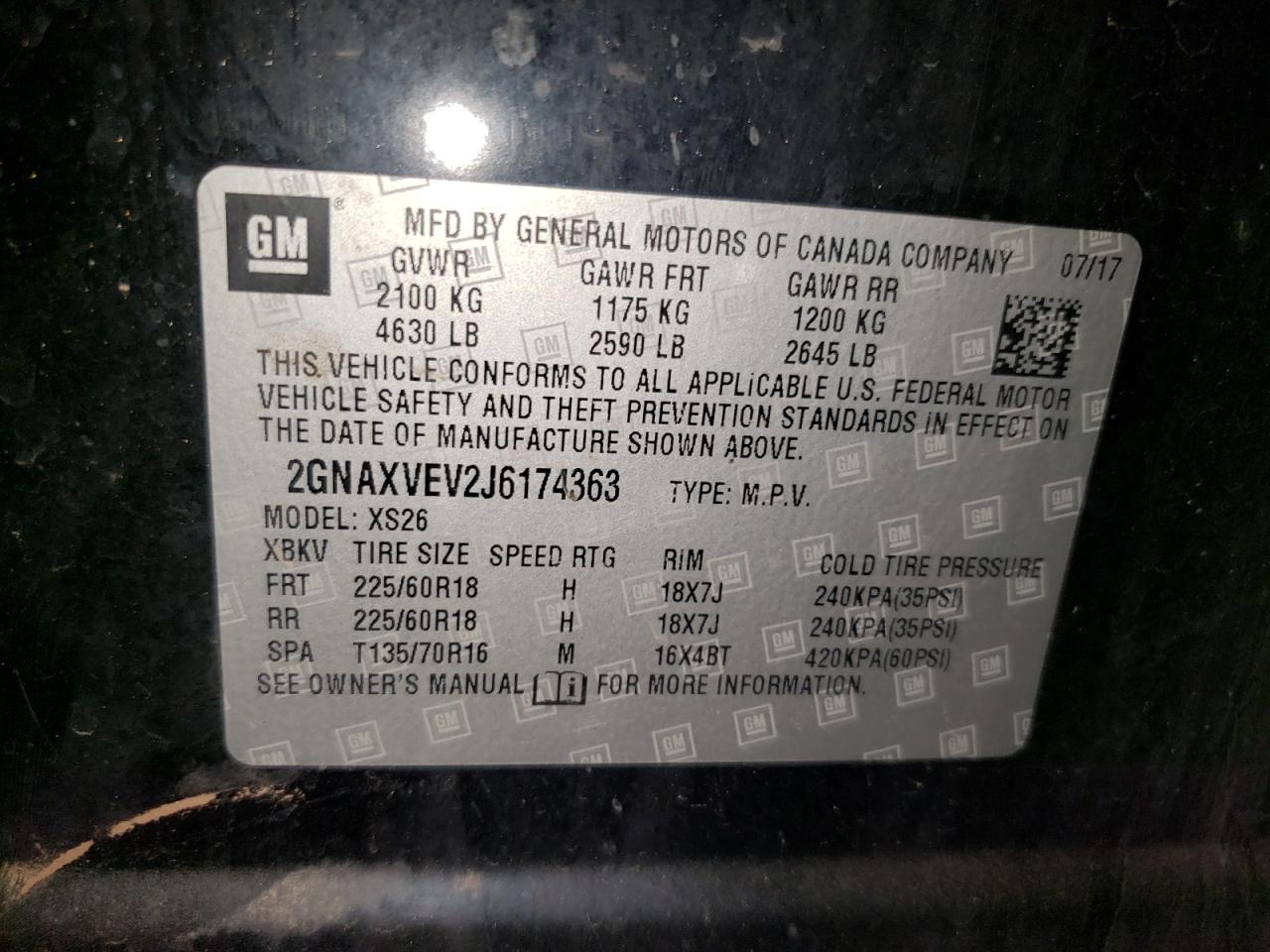 2GNAXVEV2J6174363 2018 CHEVROLET EQUINOX - Image 13