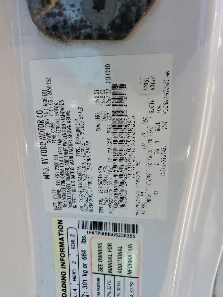 2016 Ford Mustang VIN: 1FATP8UH5G5238355 Lot: 65852694