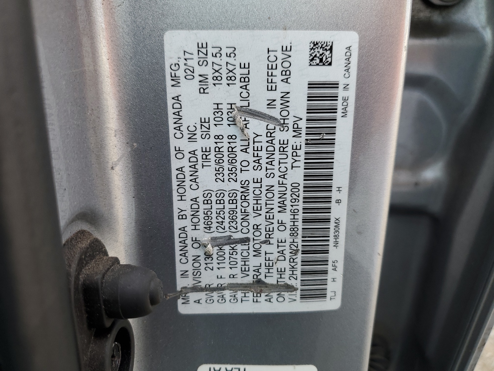 2HKRW2H88HH619200 2017 Honda Cr-V Exl