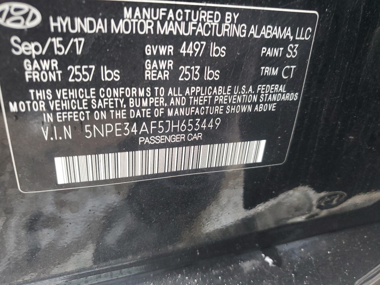 5NPE34AF5JH653449 2018 HYUNDAI SONATA - Image 12