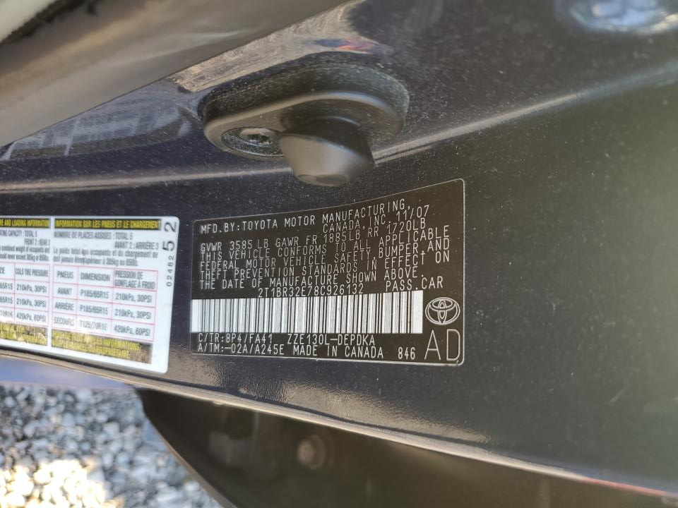 2T1BR32E78C926132 2008 Toyota Corolla Ce