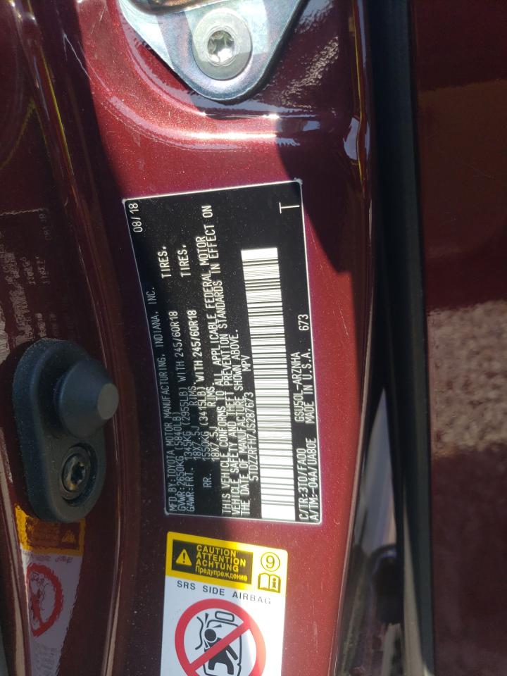 2018 Toyota Highlander Le VIN: 5TDZZRFH7JS287673 Lot: 66150024