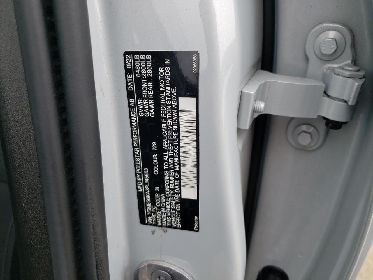 2023 Polestar 2 VIN: YSMEG3KA3PL145653 Lot: 65683174