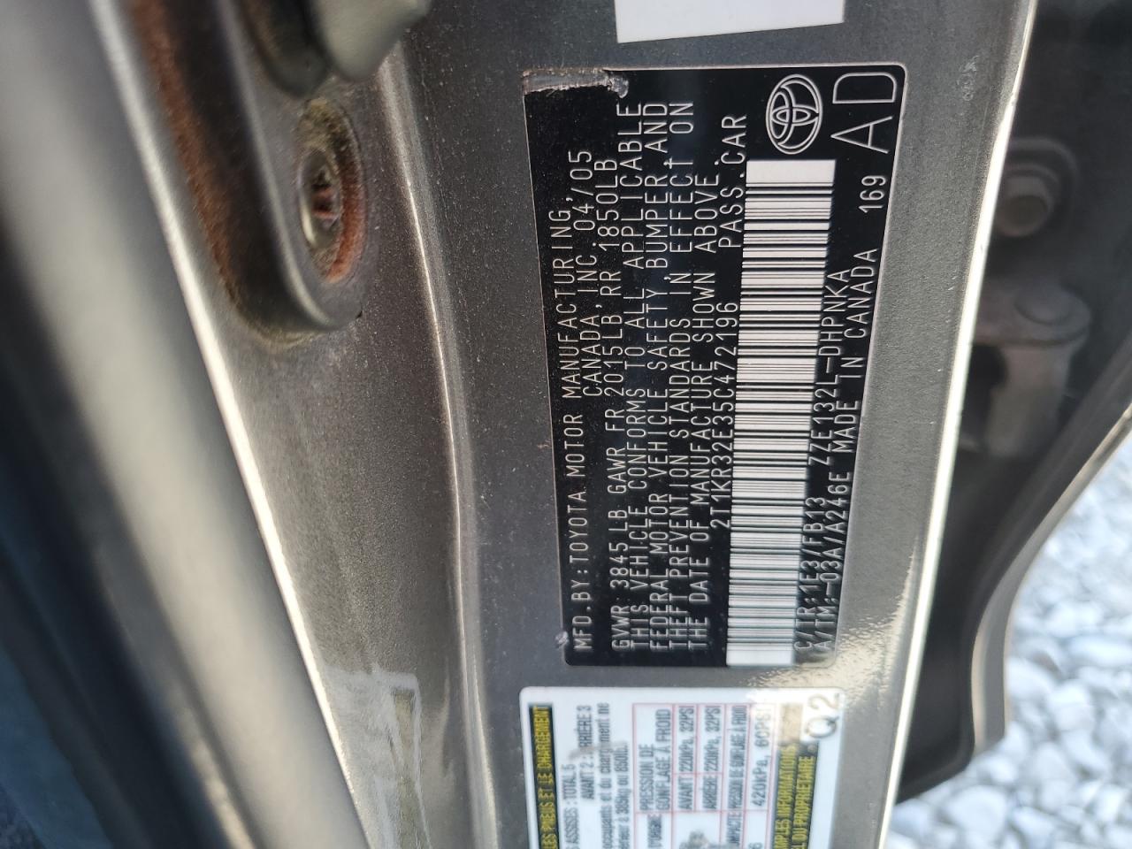 2005 Toyota Corolla Matrix Xr VIN: 2T1KR32E35C472196 Lot: 64064524