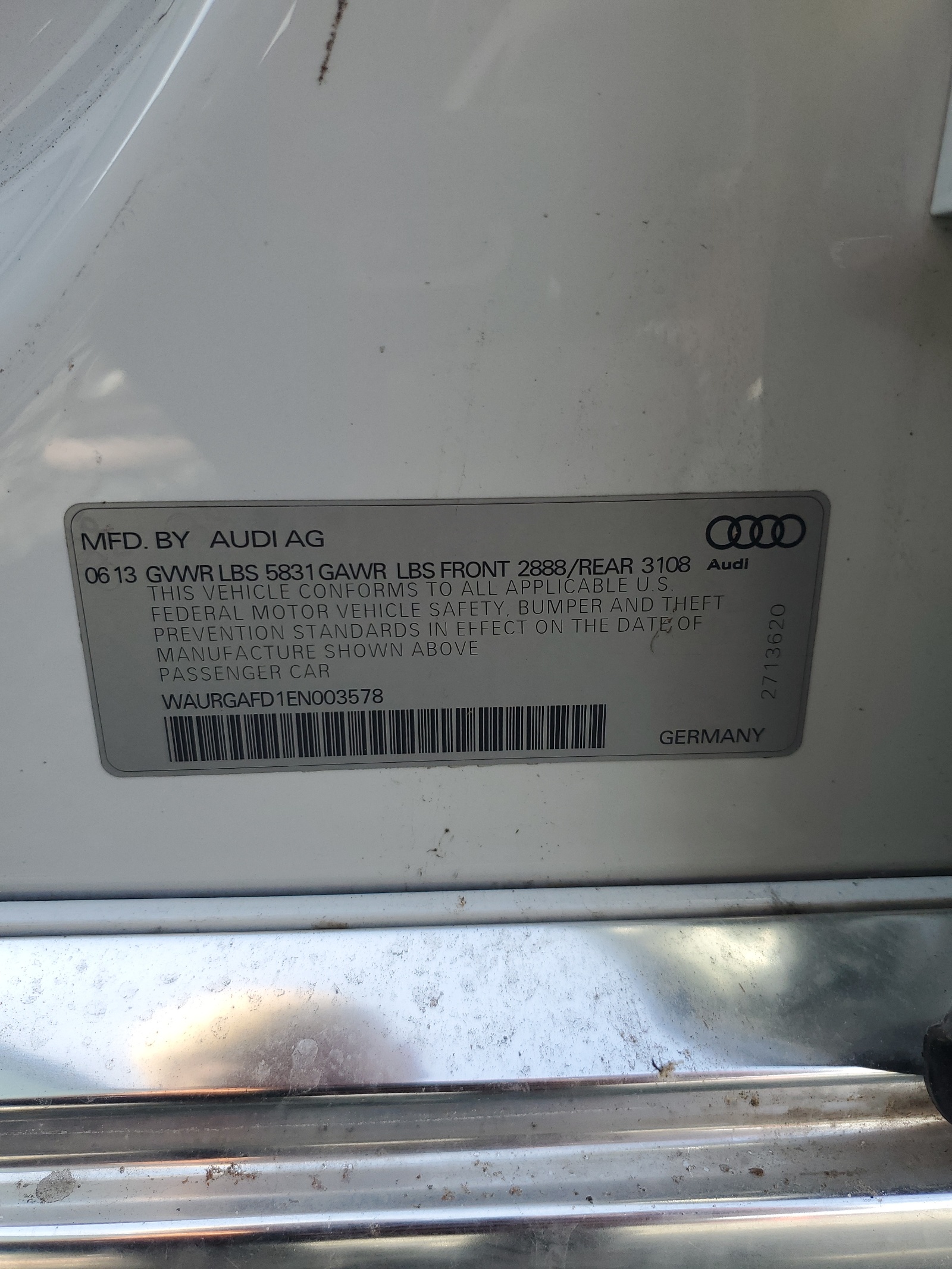 WAURGAFD1EN003578 2014 Audi A8 L Quattro