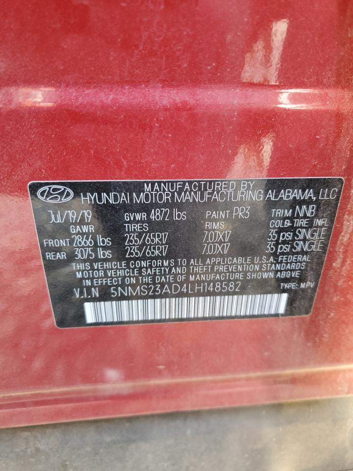 5NMS23AD4LH148582 2020 Hyundai Santa Fe Se