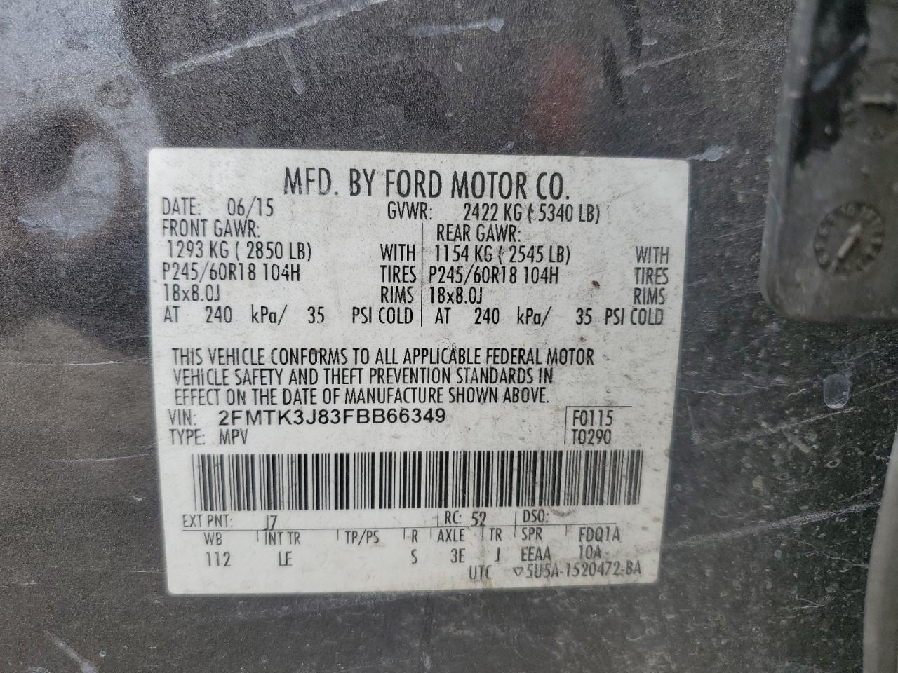 2FMTK3J83FBB66349 2015 Ford Edge Sel