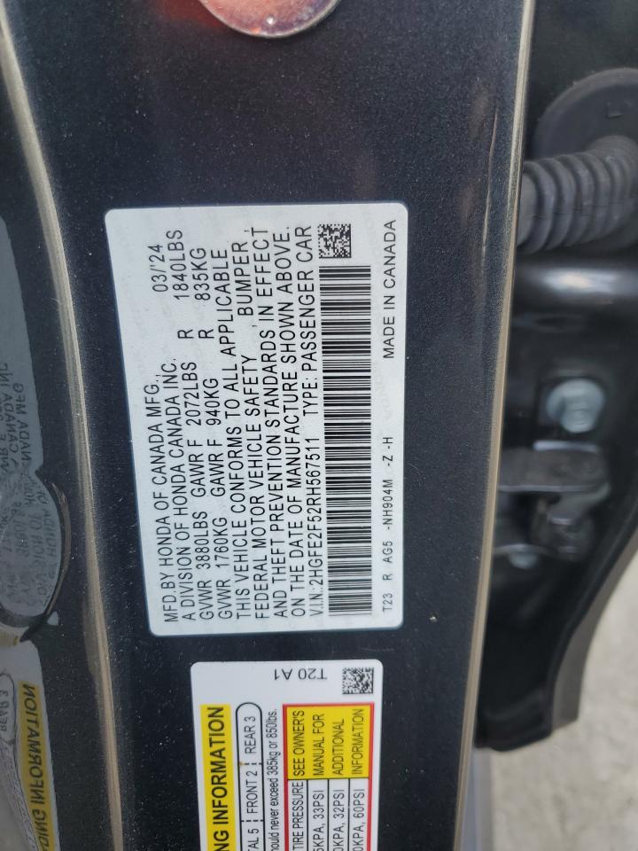 2HGFE2F52RH567511 2024 Honda Civic Sport