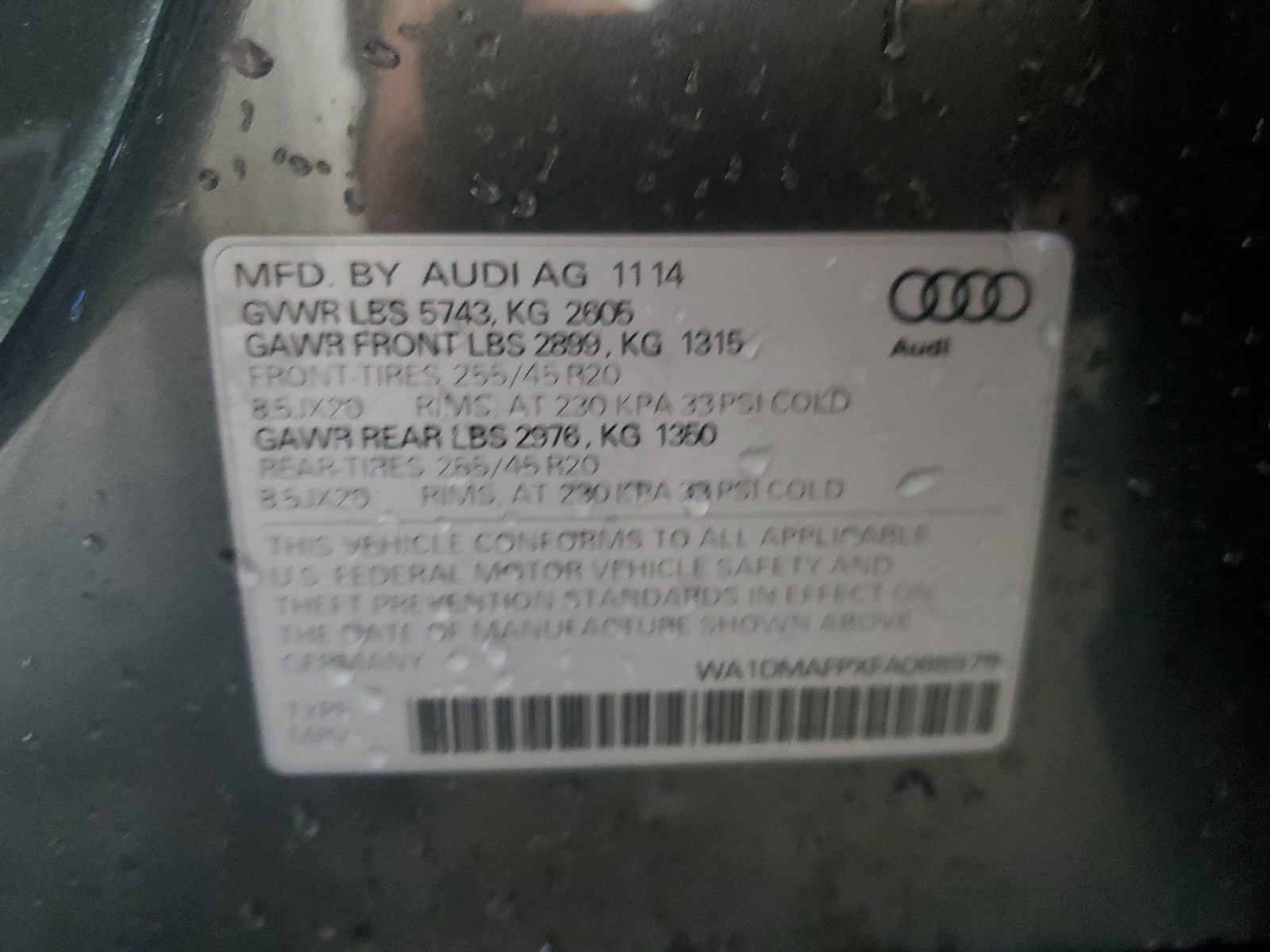 WA1DMAFPXFA068979 2015 Audi Q5 Tdi Premium Plus