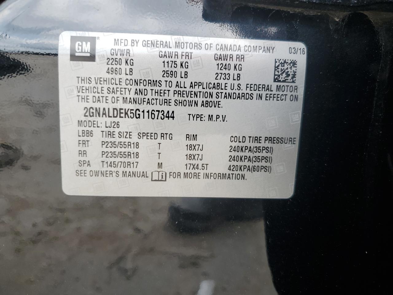 2GNALDEK5G1167344 2016 CHEVROLET EQUINOX - Image 13