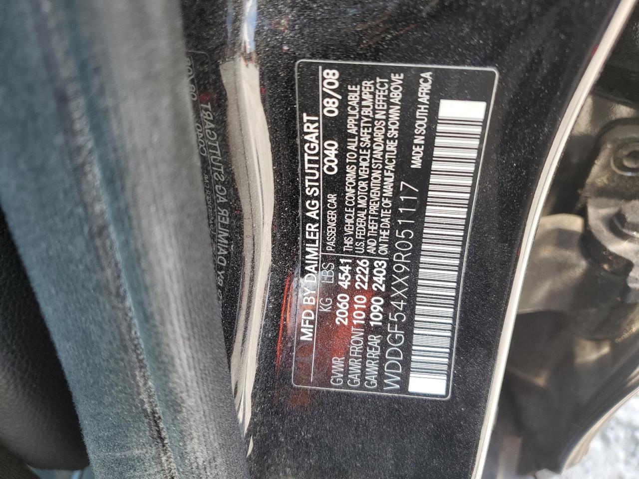 2009 Mercedes-Benz C 300 VIN: WDDGF54XX9R051117 Lot: 66296184