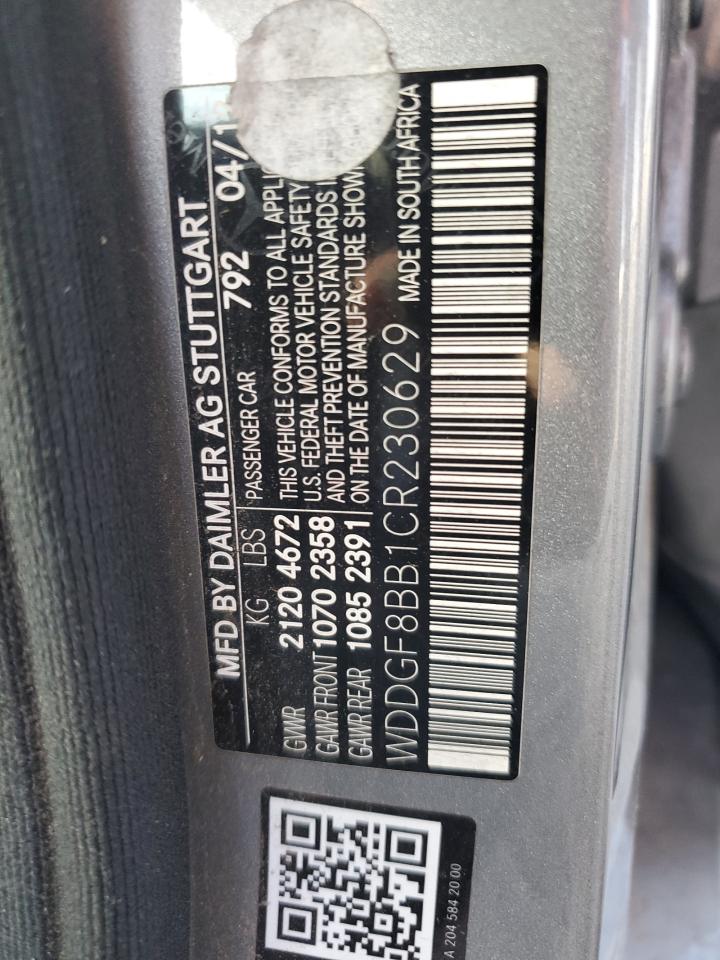 2012 Mercedes-Benz C 300 4Matic VIN: WDDGF8BB1CR230629 Lot: 66892884