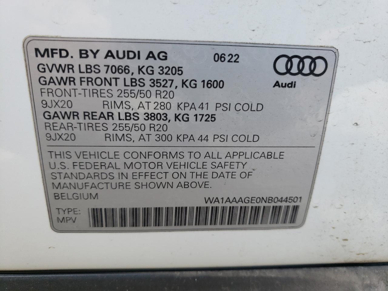 WA1AAAGE0NB044501 Audi E-Tron PRE 14