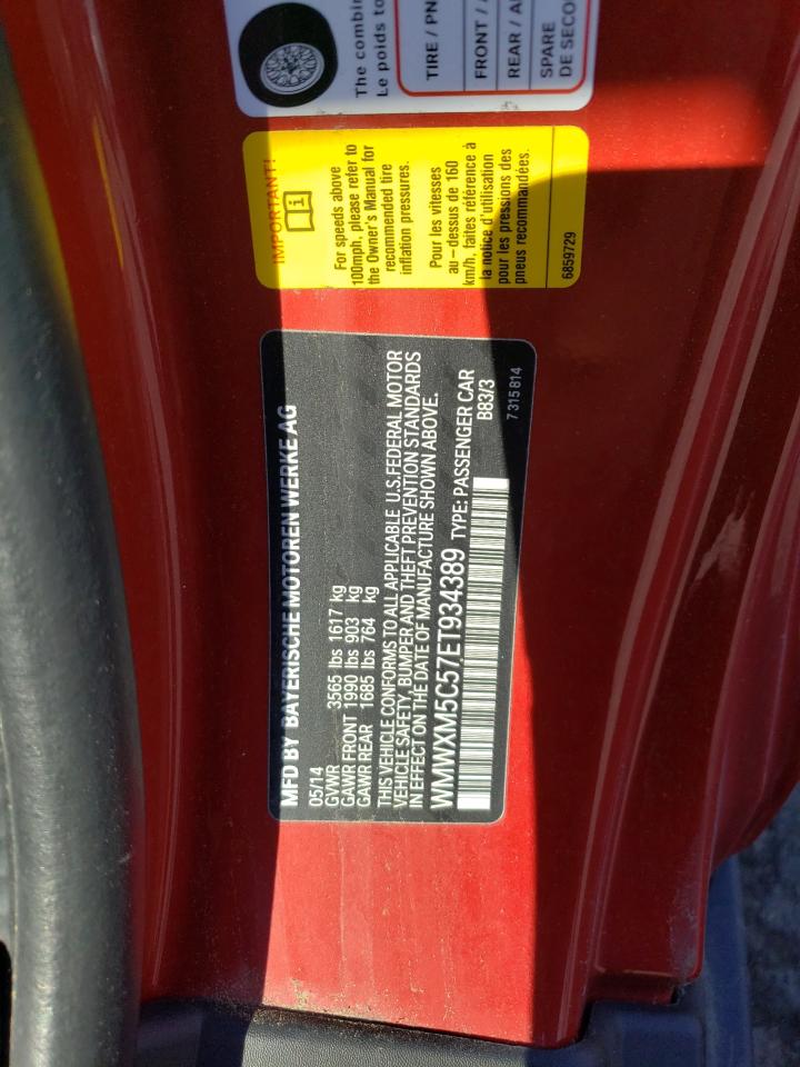 2014 Mini Cooper VIN: WMWXM5C57ET934389 Lot: 65685814