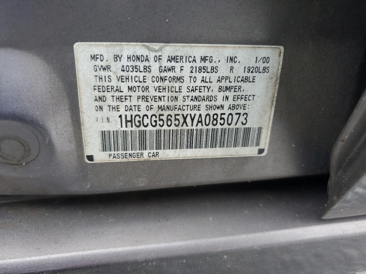 1HGCG565XYA085073 2000 Honda Accord Ex