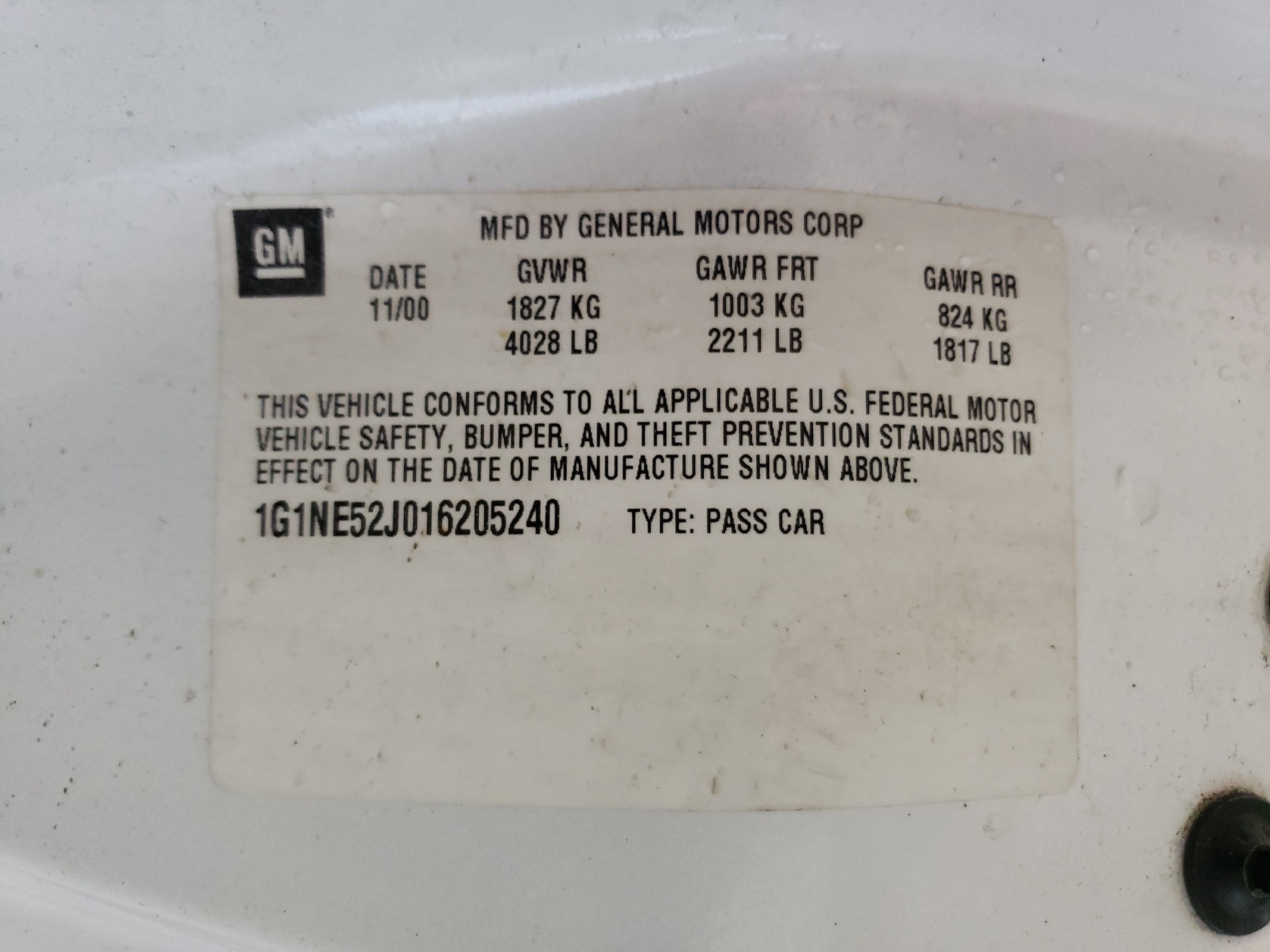 1G1NE52J016205240 2001 Chevrolet Malibu Ls