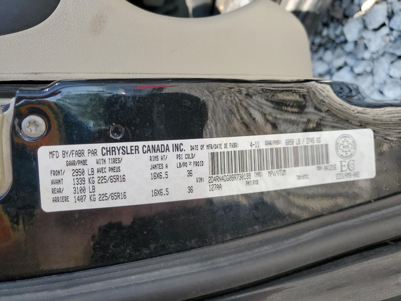 2011 Dodge Grand Caravan Express VIN: 2D4RN4DG0BR730199 Lot: 66402714