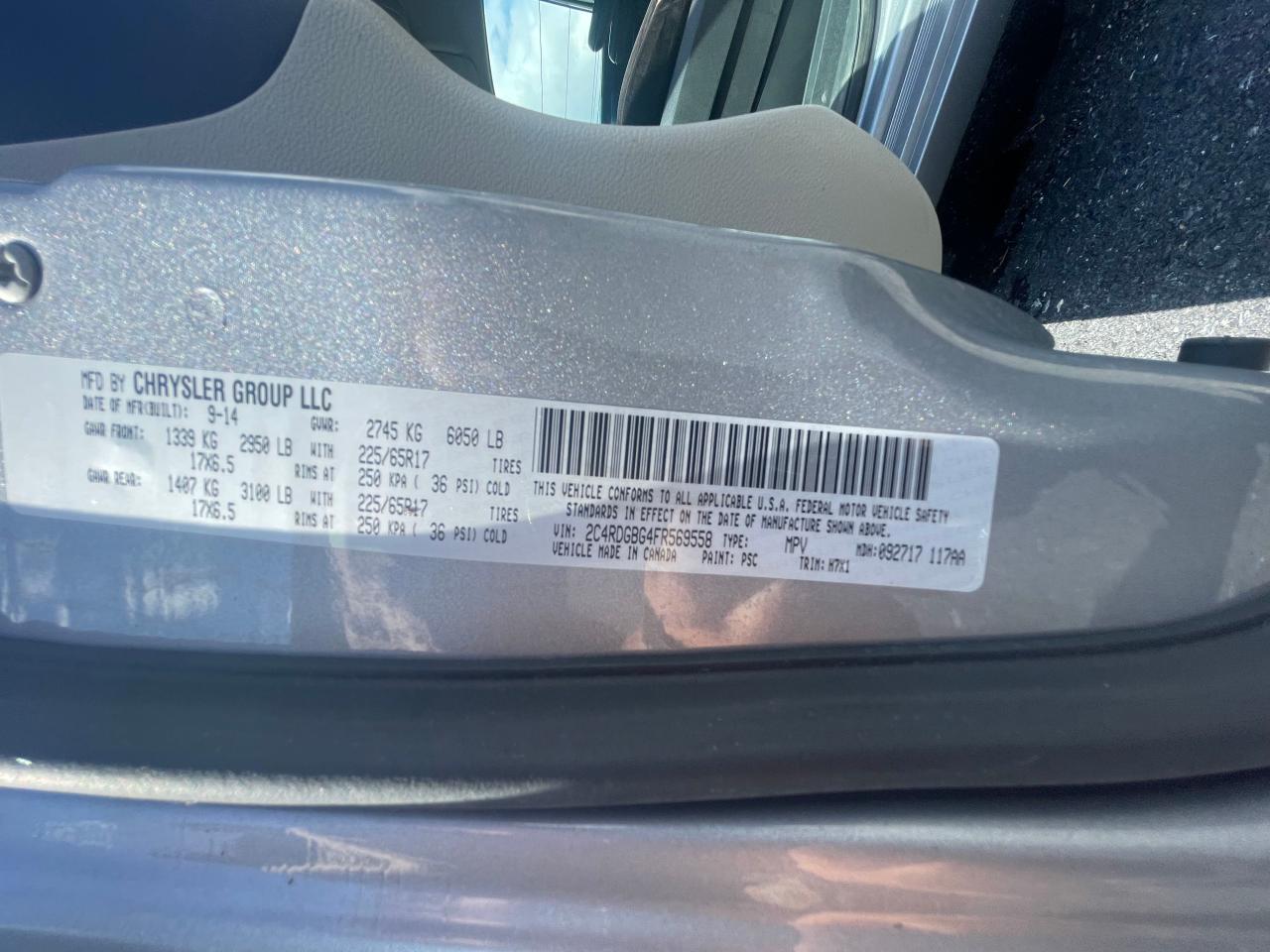 2015 Dodge Grand Caravan Se VIN: 2C4RDGBG4FR569558 Lot: 68383694