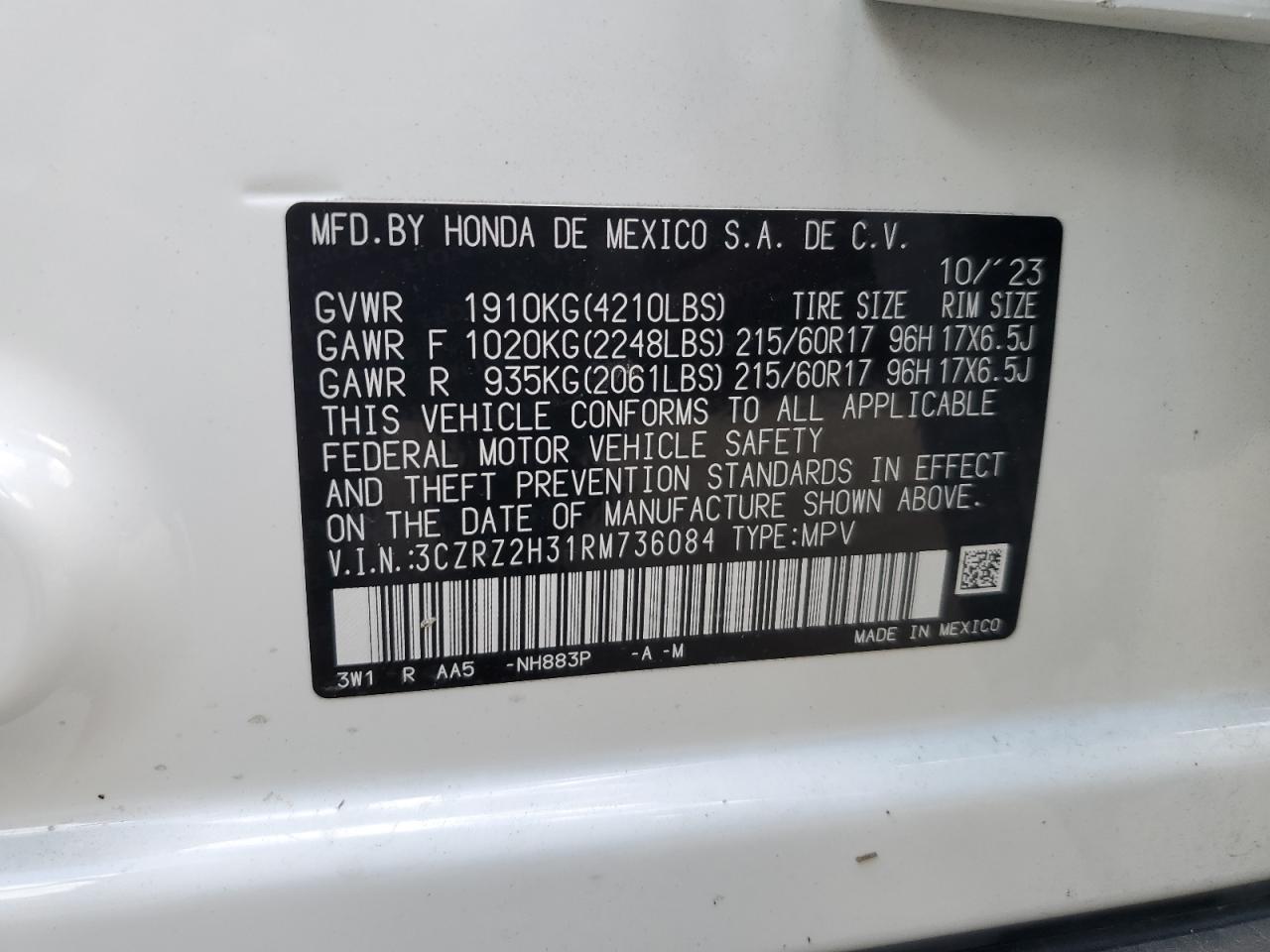 3CZRZ2H31RM736084 2024 HONDA HR-V - Image 13