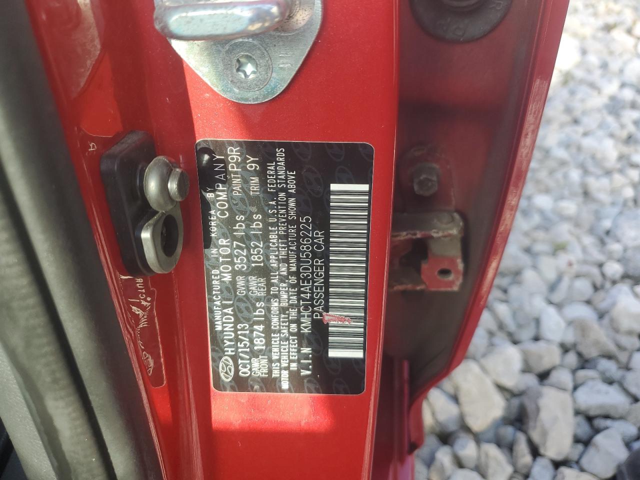 2013 Hyundai Accent Gls VIN: KMHCT4AE3DU586225 Lot: 67410414