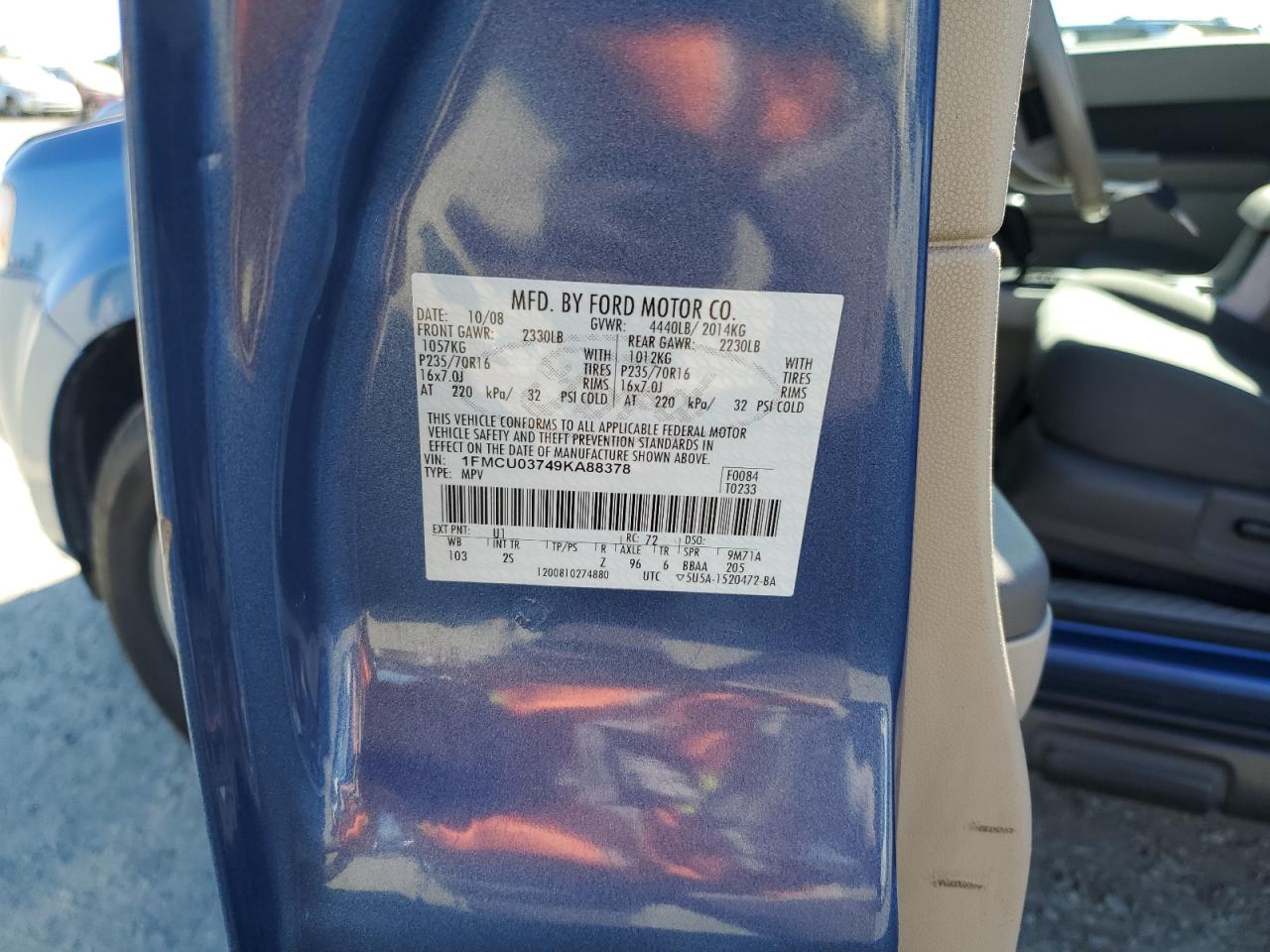 2009 Ford Escape Xlt VIN: 1FMCU03749KA88378 Lot: 68261194