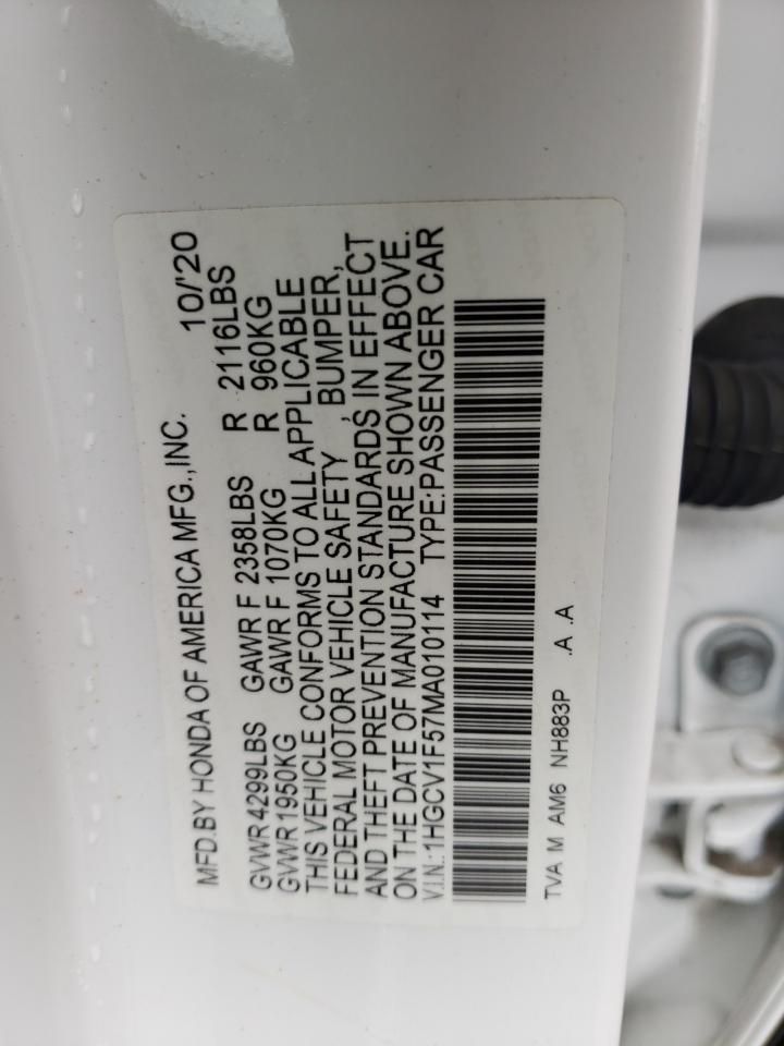 1HGCV1F57MA010114 2021 Honda Accord Exl