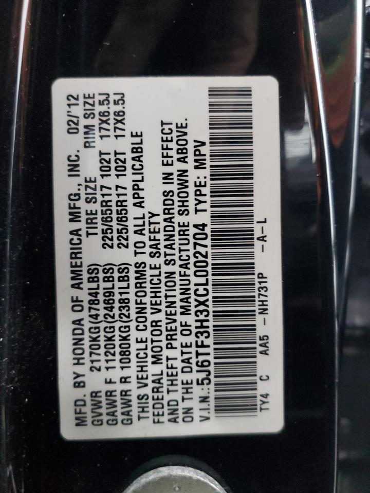 2012 Honda Crosstour Ex VIN: 5J6TF3H3XCL002704 Lot: 65777024