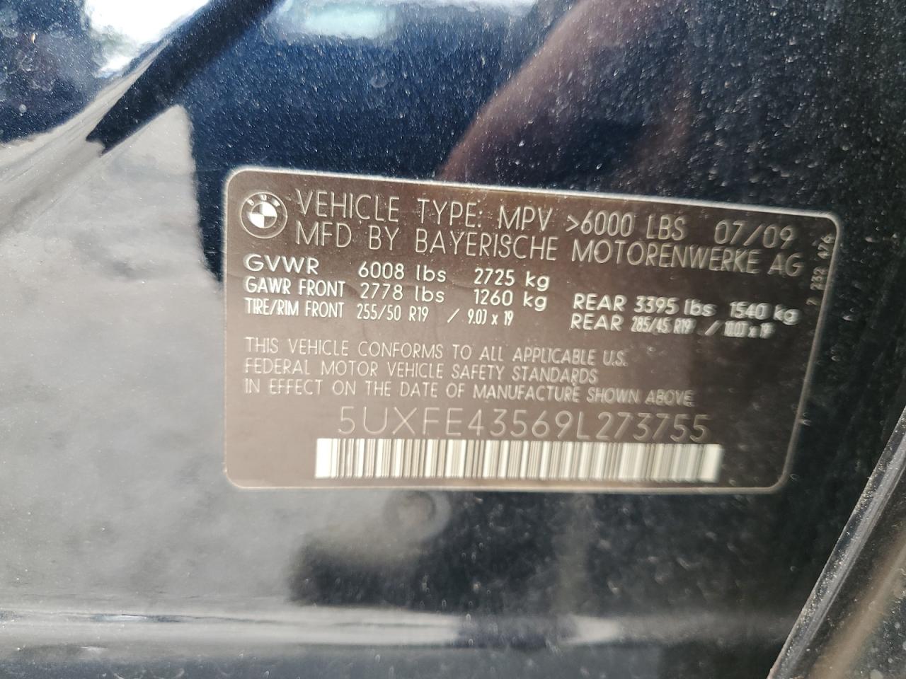 5UXFE43569L273755 2009 BMW X5 xDrive30I