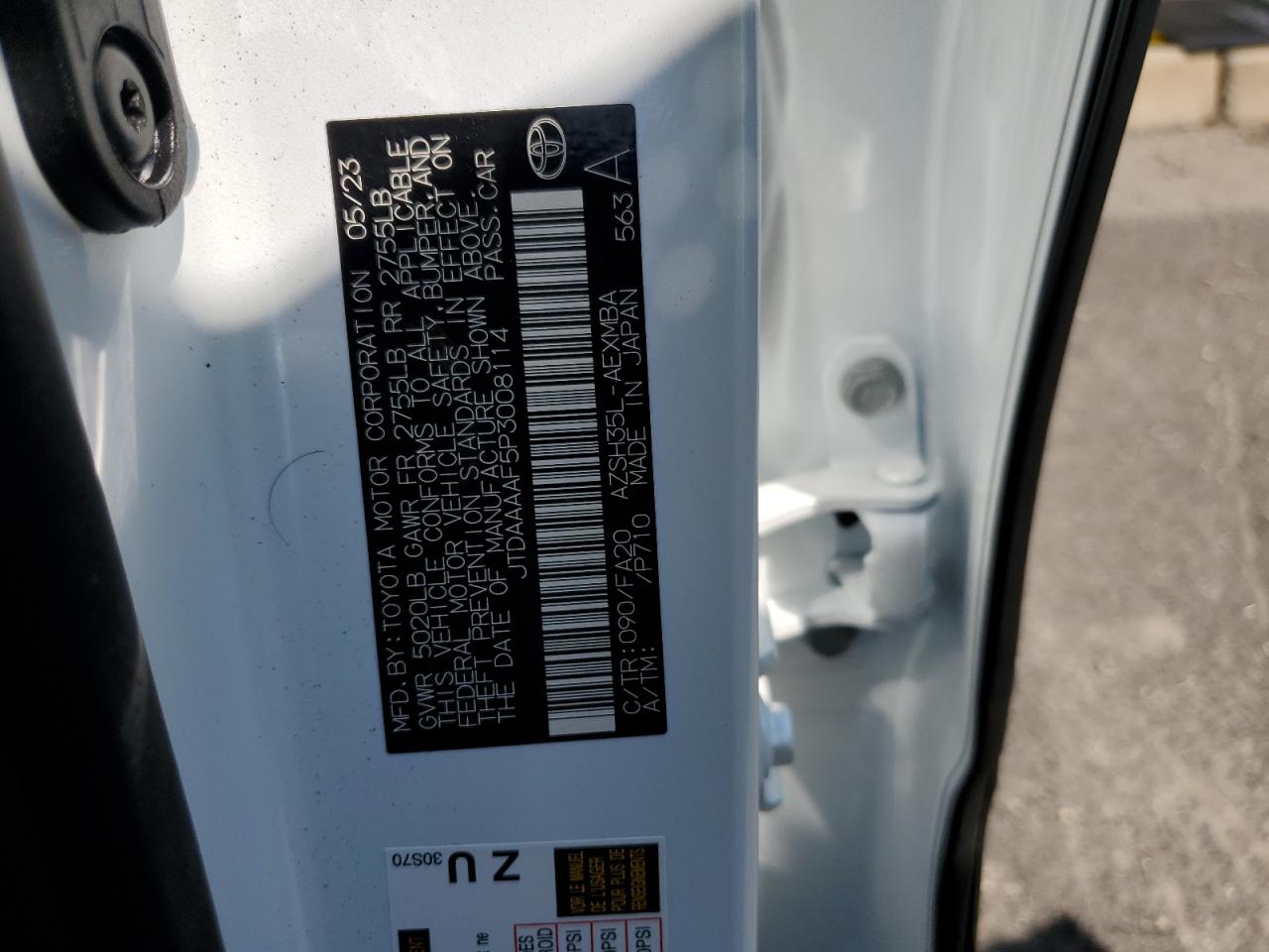 2023 Toyota Crown Xle VIN: JTDAAAAF5P3008114 Lot: 69409784