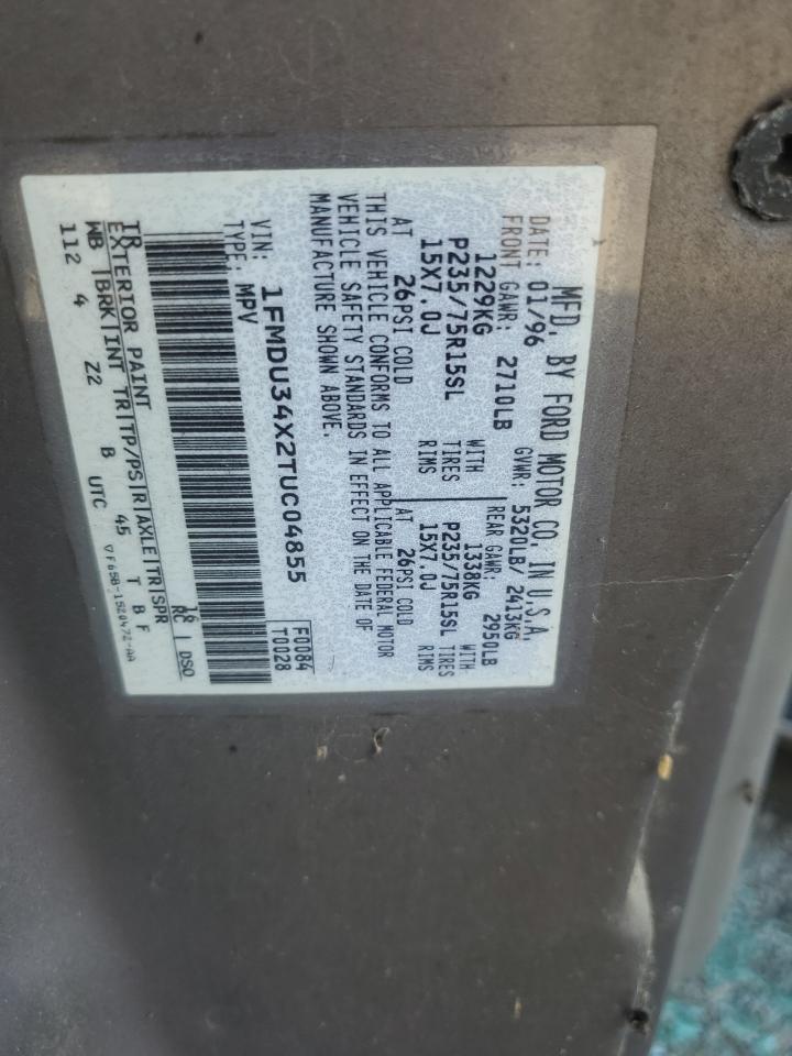 1996 Ford Explorer VIN: 1FMDU34X2TUC04855 Lot: 68642504