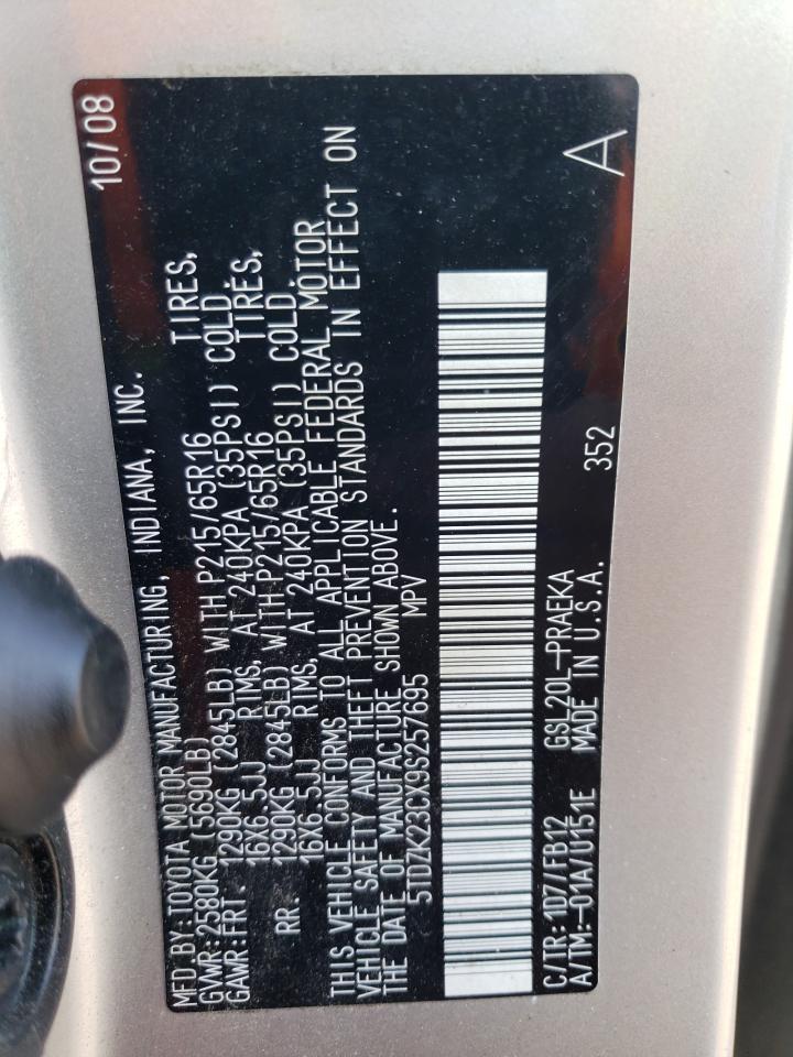 5TDZK23CX9S257695 2009 Toyota Sienna Ce