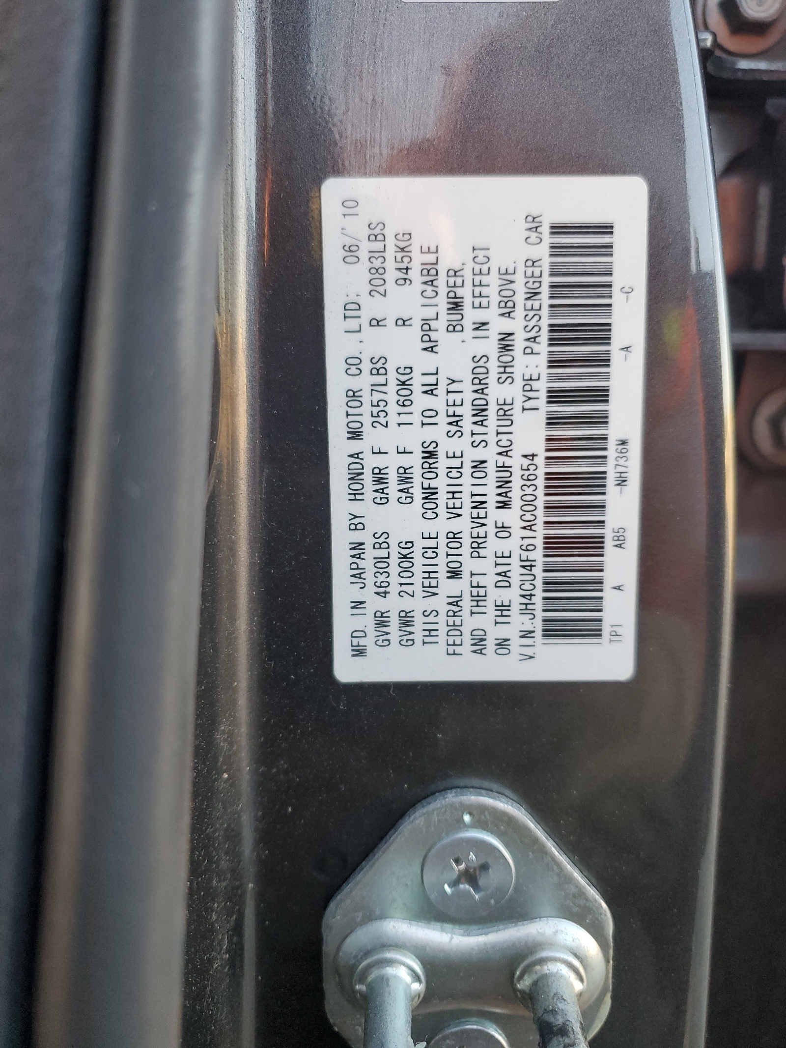 JH4CU4F61AC003654 2010 Acura Tsx