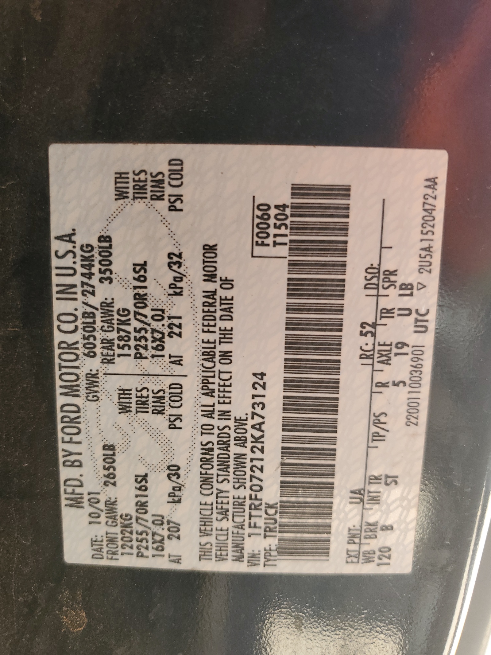 1FTRF07212KA73124 2002 Ford F150