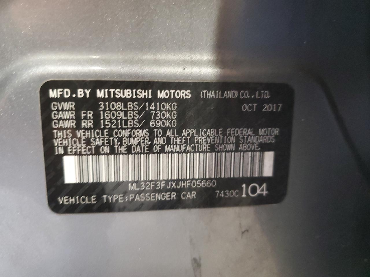 2018 Mitsubishi Mirage G4 Es VIN: ML32F3FJXJHF05660 Lot: 67825874