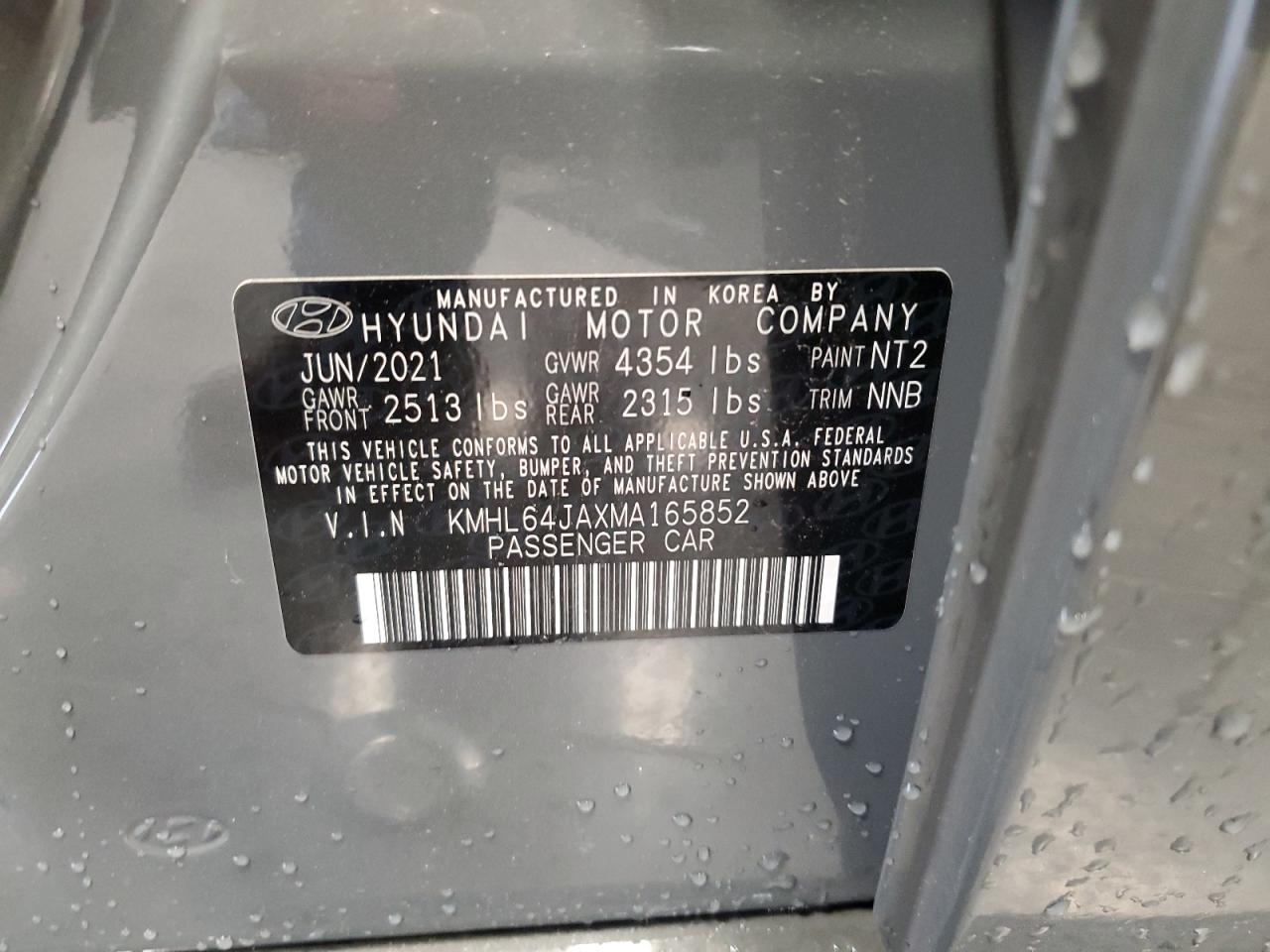 2021 Hyundai Sonata Sel VIN: KMHL64JAXMA165852 Lot: 67613844