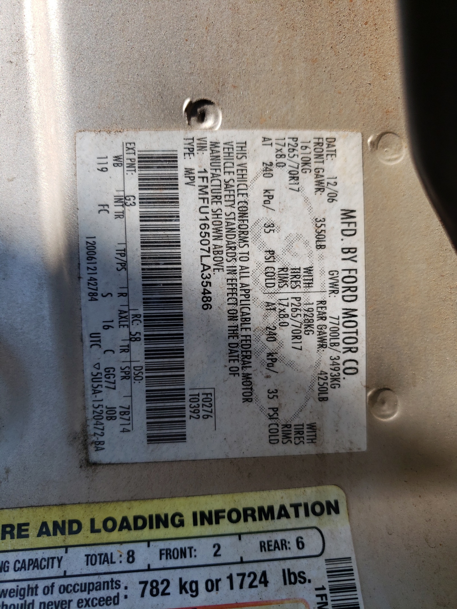 1FMFU16507LA35486 2007 Ford Expedition Xlt