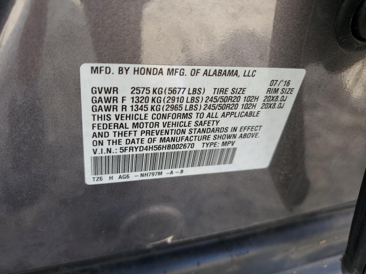 5FRYD4H56HB002670 2017 Acura Mdx Technology