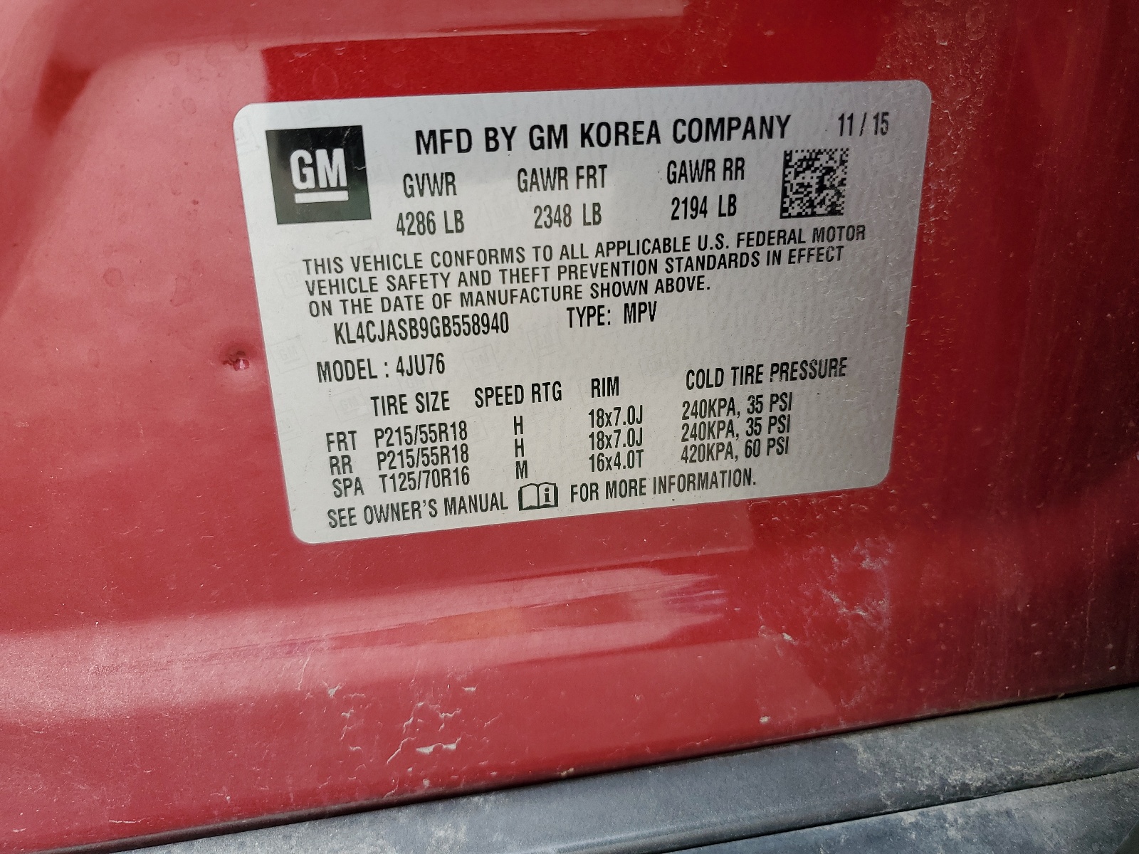 KL4CJASB9GB558940 2016 Buick Encore