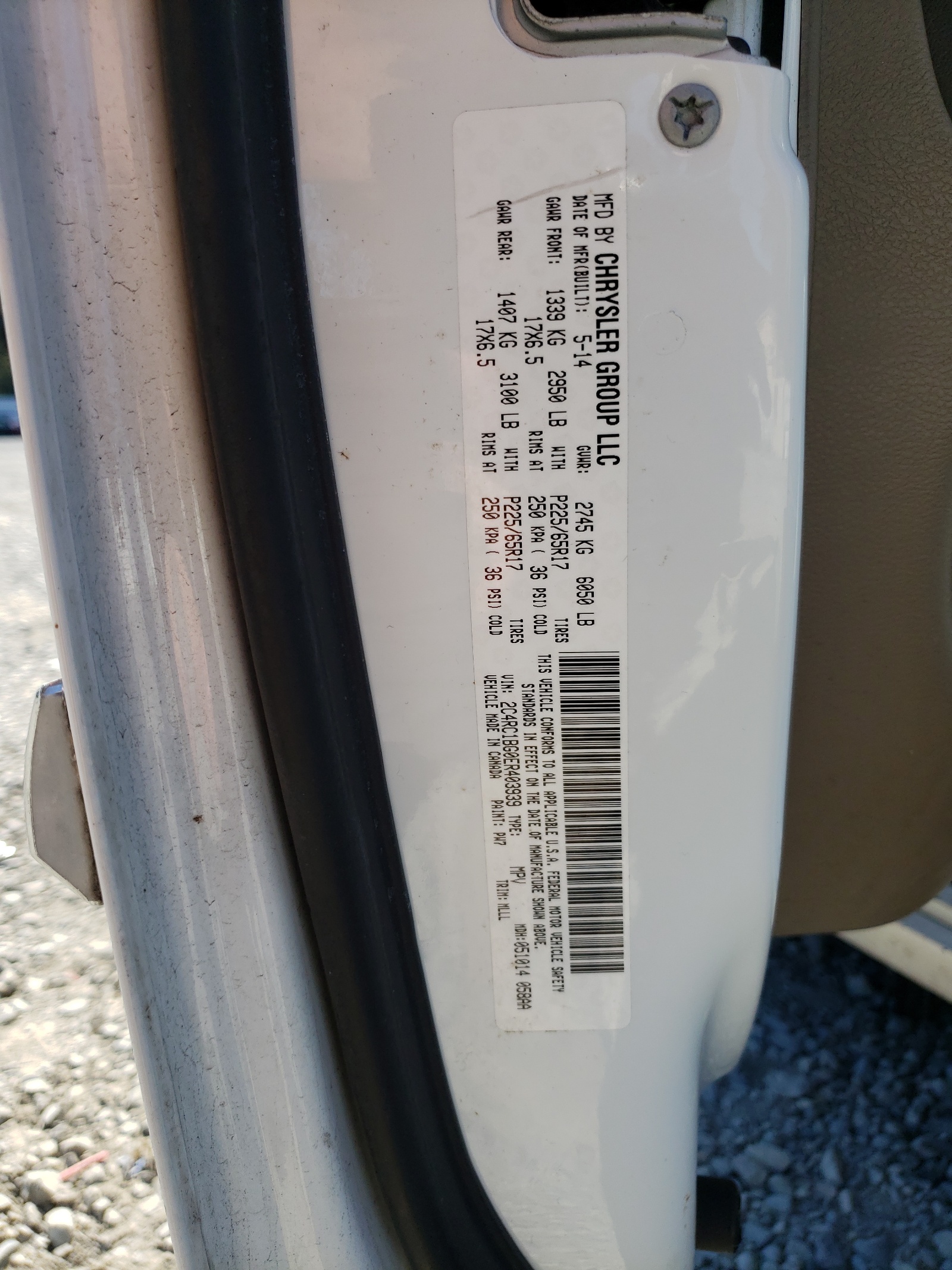 2C4RC1BG0ER403939 2014 Chrysler Town & Country Touring