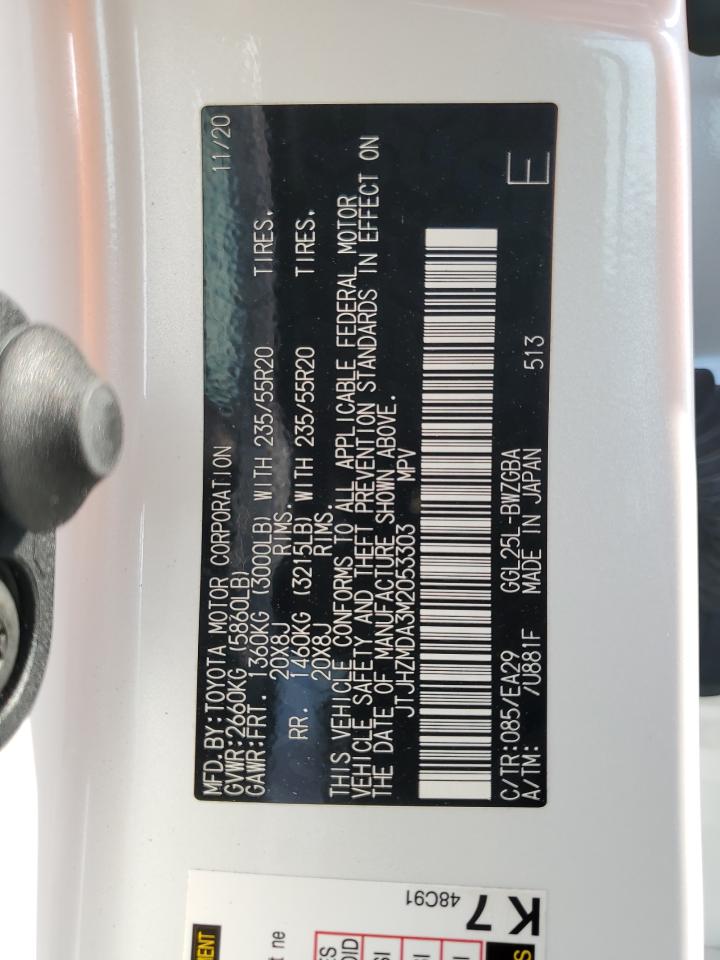 2021 Lexus Rx 350 VIN: JTJHZMDA3M2053303 Lot: 66605594