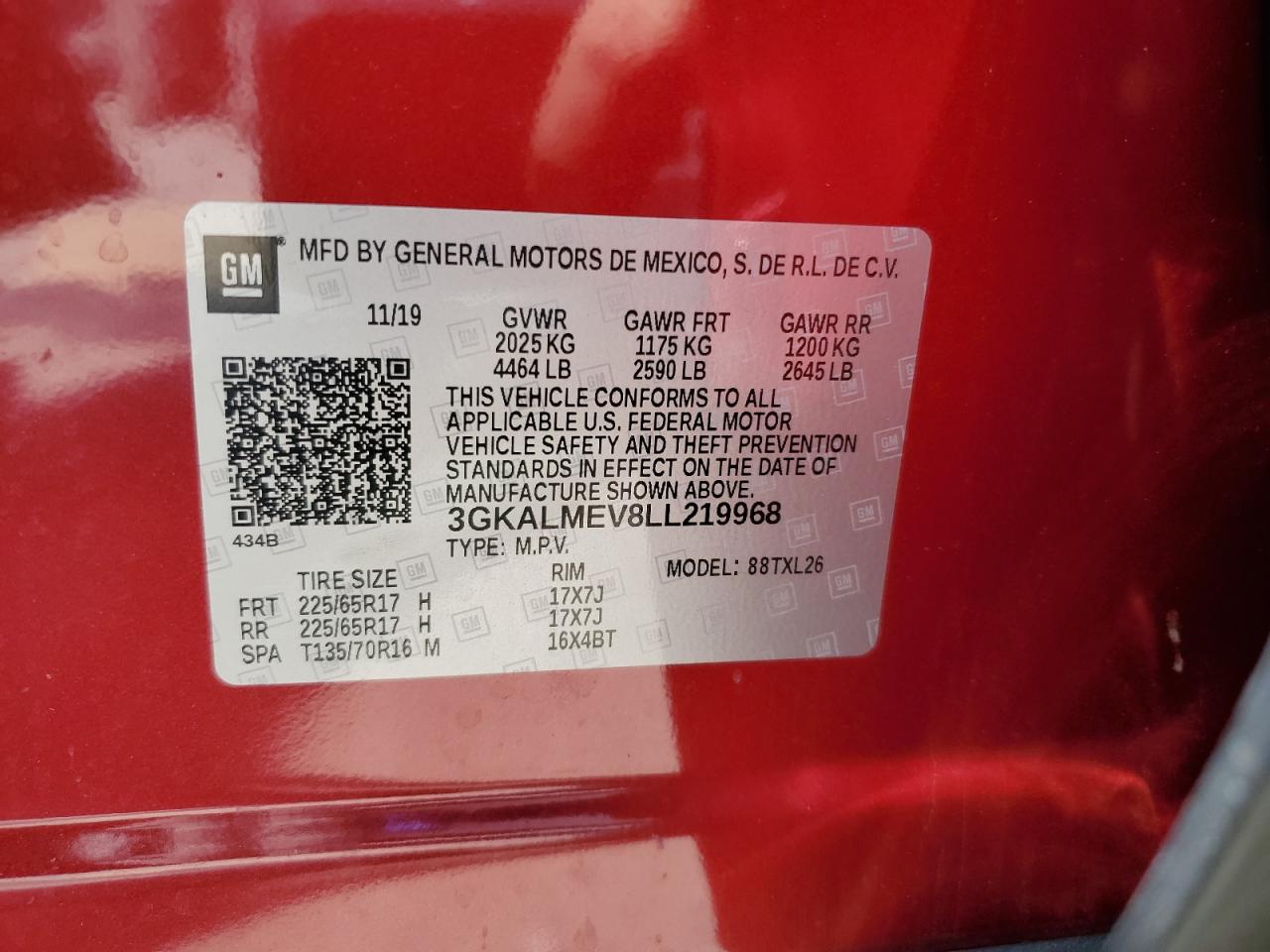 2020 GMC Terrain Sle VIN: 3GKALMEV8LL219968 Lot: 65646114