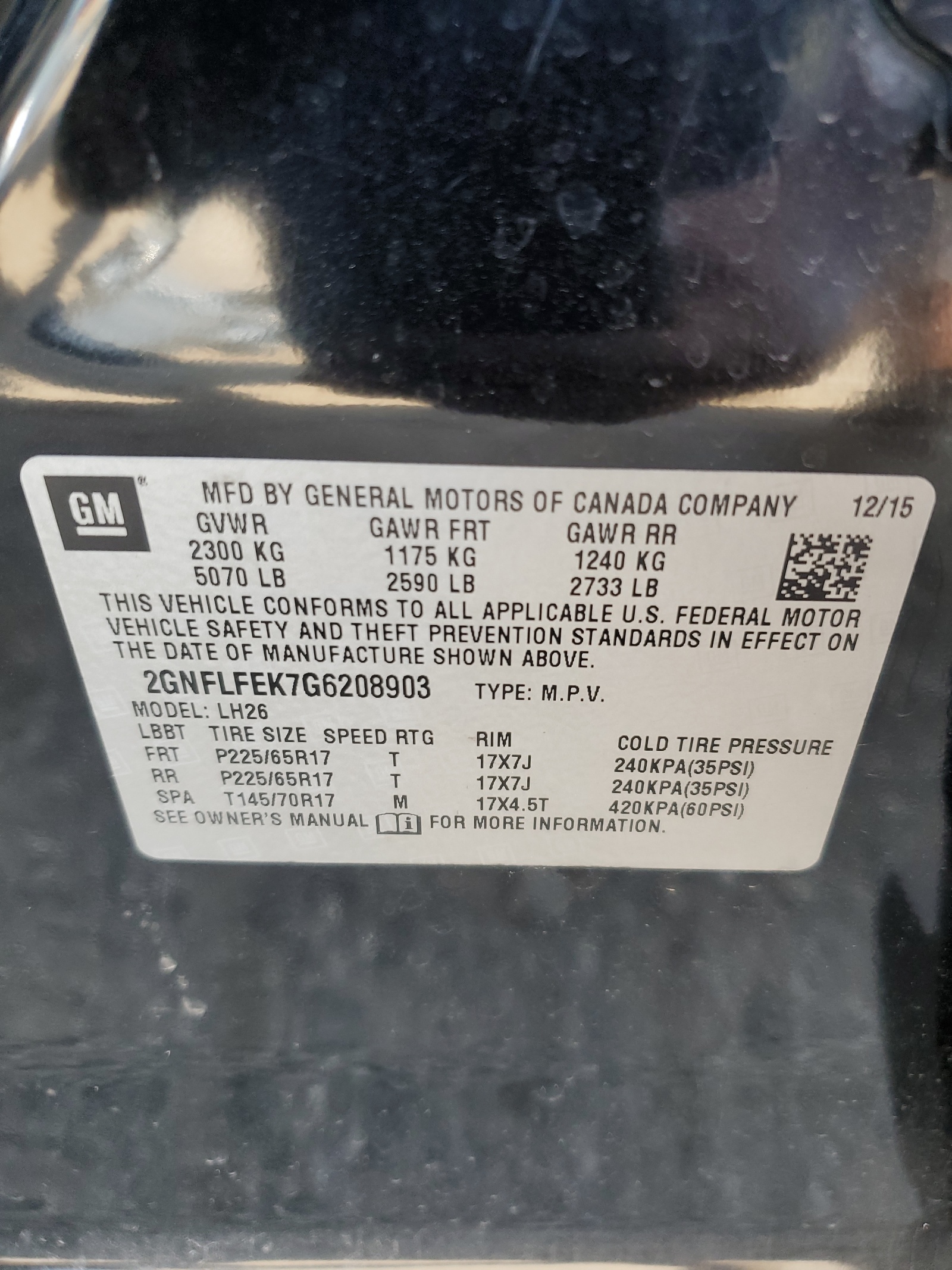 2GNFLFEK7G6208903 2016 Chevrolet Equinox Lt