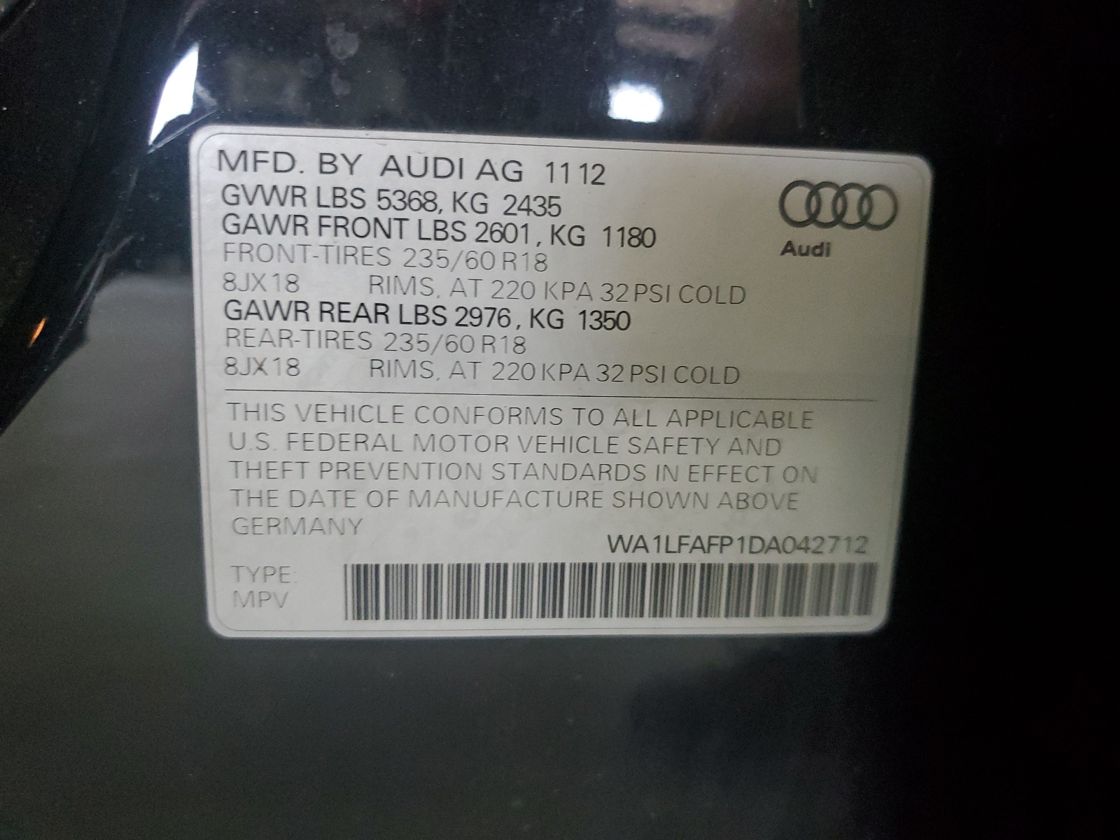 WA1LFAFP1DA042712 2013 Audi Q5 Premium Plus