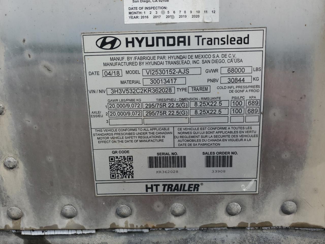 3H3V532C2KR362028 2019 Hyundai Translead