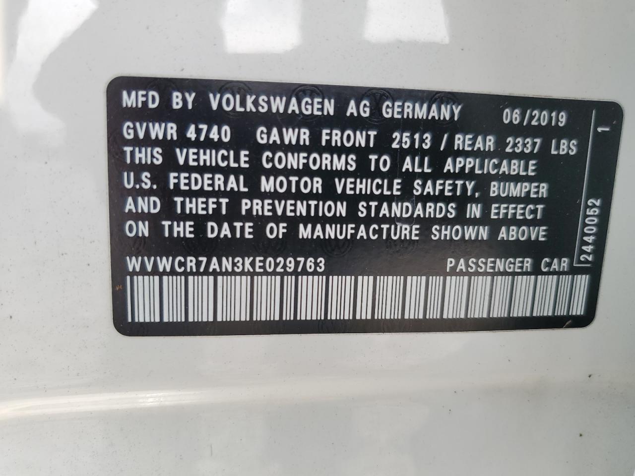 WVWCR7AN3KE029763 2019 Volkswagen Arteon Sel