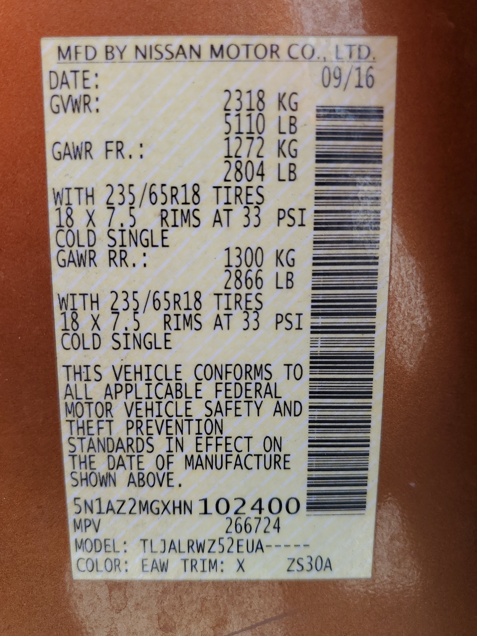 5N1AZ2MGXHN102400 2017 Nissan Murano S